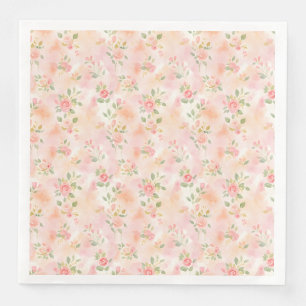 Abstracte waterverf kleine perzik roze bloemen servet