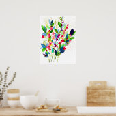 Abstracte waterverf kleurig floreel poster (Keuken)
