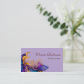 Abstracte waterverf kleurrijke en gouden inkt visitekaartje (Staand voorkant)