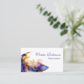 Abstracte waterverf kleurrijke en gouden inkt visitekaartje (Staand voorkant)