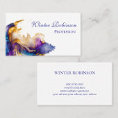 Abstracte waterverf kleurrijke en gouden inkt visitekaartje (Voorkant / Achterkant)