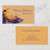 Abstracte waterverf kleurrijke en gouden inkt visitekaartje (Voorkant / Achterkant)