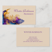 Abstracte waterverf kleurrijke en gouden inkt visitekaartje (Voorkant / Achterkant)