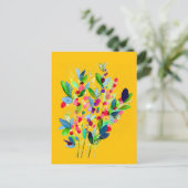 Abstracte waterverf, kleurrijke floranje briefkaart (Staand voorkant)