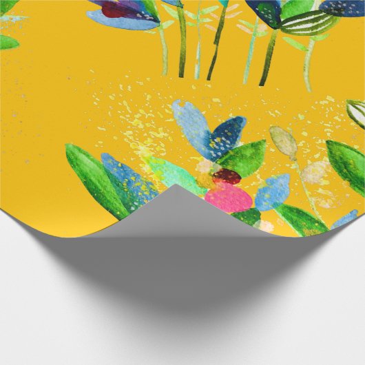 Abstracte waterverf, kleurrijke floranje cadeaupapier (Hoek)