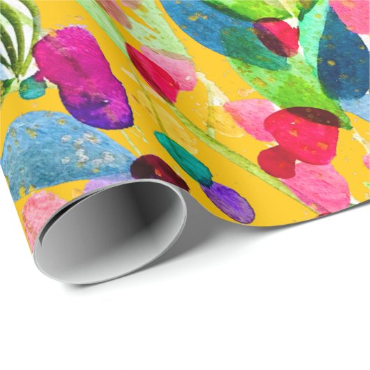 Abstracte waterverf, kleurrijke floranje cadeaupapier (Rol Hoek)