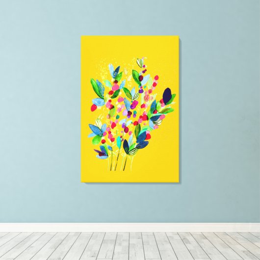 Abstracte waterverf, kleurrijke floranje canvas afdruk (Insitu (Houten vloer))