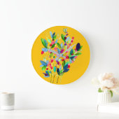 Abstracte waterverf, kleurrijke floranje grote klok (Huis)