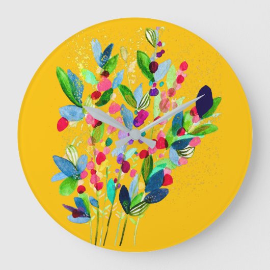 Abstracte waterverf, kleurrijke floranje grote klok (Voorkant)