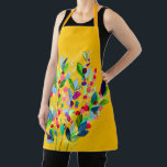 Abstracte waterverf, kleurrijke floranje schort<br><div class="desc">Kutkleurig florale waterverf met heldere springtijdbloemen oranje en levendig.</div>