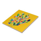 Abstracte waterverf, kleurrijke floranje tegeltje (Zijkant)