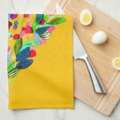 Abstracte waterverf, kleurrijke floranje theedoek (Quarter Fold)