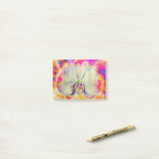 Abstracte waterverf kleurrijke orchidee post-it® notes (Op bureau)