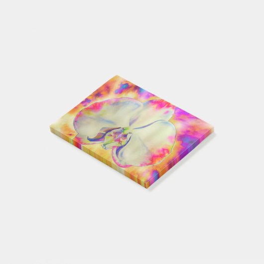 Abstracte waterverf kleurrijke orchidee post-it® notes (Schuin)