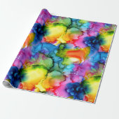 Abstracte Waterverf kleurrijke regenboog Cadeaupapier (Uitgerold)
