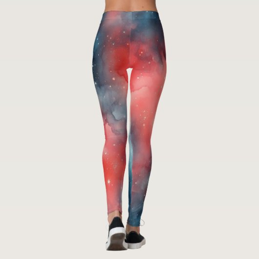 Abstracte Waterverf kosmische scene Leggings (Achterkant)