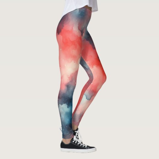 Abstracte Waterverf kosmische scene Leggings (Rechts)