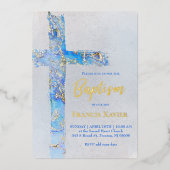 abstracte waterverf kruisdoop folie uitnodiging (Voorkant)