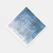 Abstracte waterverf kunst grijze blauwe trouwerijs servet (Hoek)