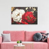 Abstracte Waterverf kunst met dieren, bloemen Canvas Afdruk (Insitu (Woonkamer))