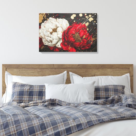 Abstracte Waterverf kunst met dieren, bloemen Canvas Afdruk (Insitu (Slaapkamer))