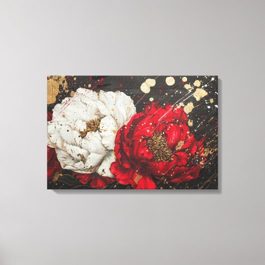 Abstracte Waterverf kunst met dieren, bloemen Canvas Afdruk (Voorkant)