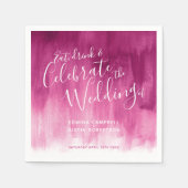 Abstracte waterverf kunst roze rode bruiloft serve servet (Voorkant)