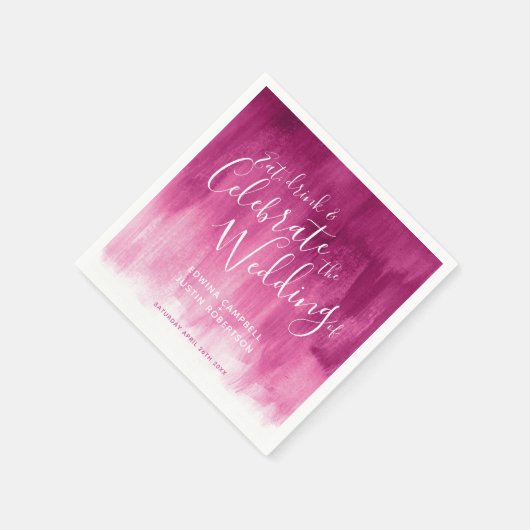 Abstracte waterverf kunst roze rode bruiloft serve servet (Hoek)