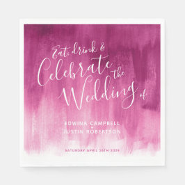 Abstracte waterverf kunst roze rode bruiloft serve servetten