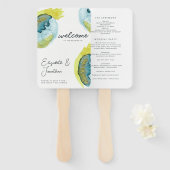 Abstracte Waterverf Kunst Uniek Trouwprogramma Handwaaier (Voorkant en achterkant)