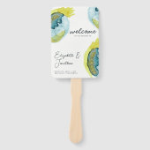 Abstracte Waterverf Kunst Uniek Trouwprogramma Handwaaier (Voorkant)