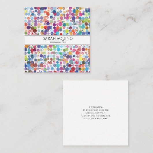 Abstracte Waterverf kunstenares verf spatten Vierkante Visitekaartje (Voorkant / Achterkant)