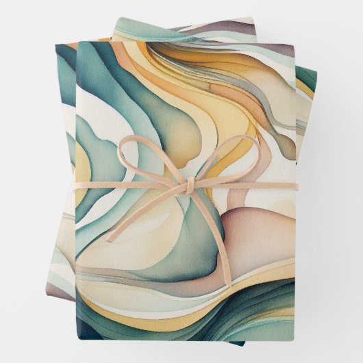 Abstracte waterverf kunstgolven. Moderne stroombew Inpakpapier Vel (In situ)