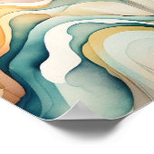 Abstracte waterverf kunstgolven. Moderne stroombew Poster (Hoek)