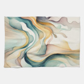 Abstracte waterverf kunstgolven. Moderne stroombew Theedoek (Horizontaal)