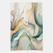 Abstracte waterverf kunstgolven. Moderne stroombew Theedoek (Verticaal)