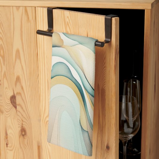 Abstracte waterverf kunstgolven. Moderne stroombew Theedoek (Derde Gevouwen)