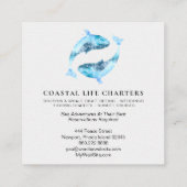 *~* Abstracte Waterverf Kustdolfijnen afspelen Vierkante Visitekaartje (Achterkant)