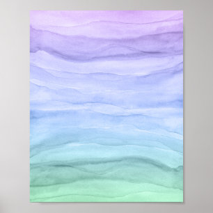 Abstracte Waterverf Lagen Blauwe Ombre Poster