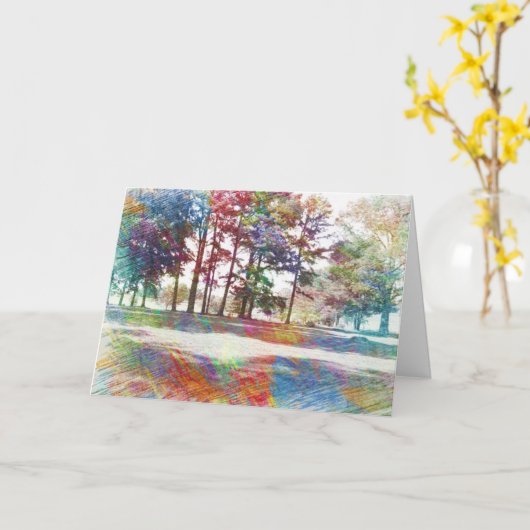 Abstracte Waterverf landschap Happy Birthday Kaart (Gele Bloem)