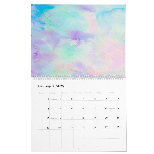 Abstracte Waterverf landschapskalender, groot Kalender (Feb 2026)