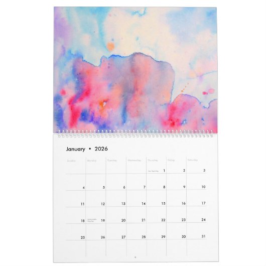 Abstracte Waterverf landschapskalender, groot Kalender (Jan 2026)