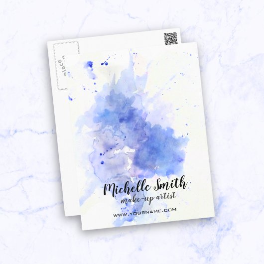 Abstracte waterverf lichtblauwe spatborstelstreek briefkaart