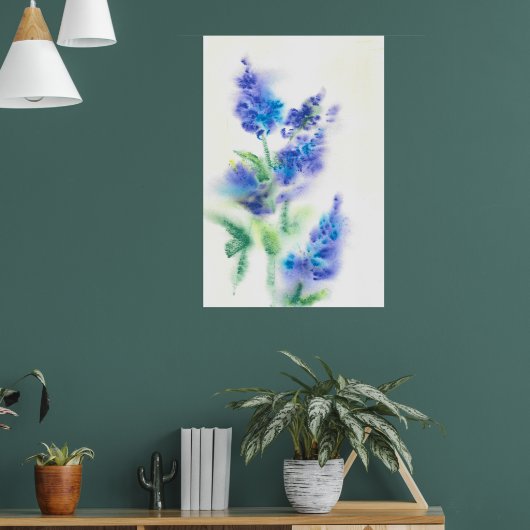Abstracte Waterverf Lilacs Poster (Woonkamer 1)