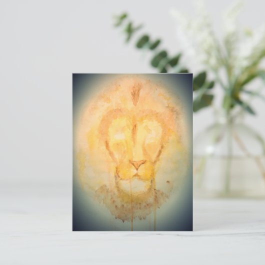 Abstracte Waterverf Lion Briefkaart (Staand voorkant)