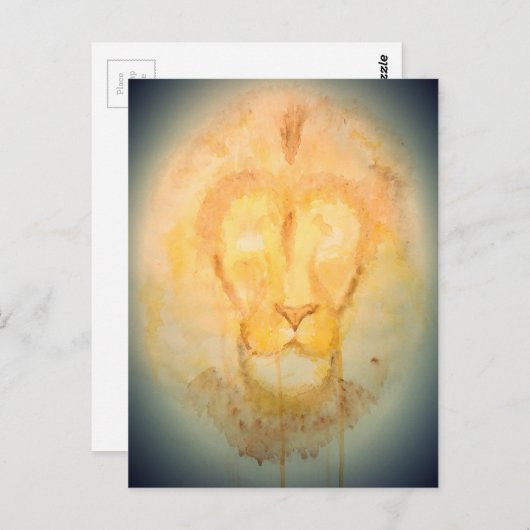 Abstracte Waterverf Lion Briefkaart (Voorkant / Achterkant)