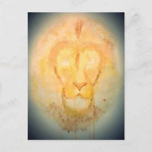 Abstracte Waterverf Lion Briefkaart (Voorkant)