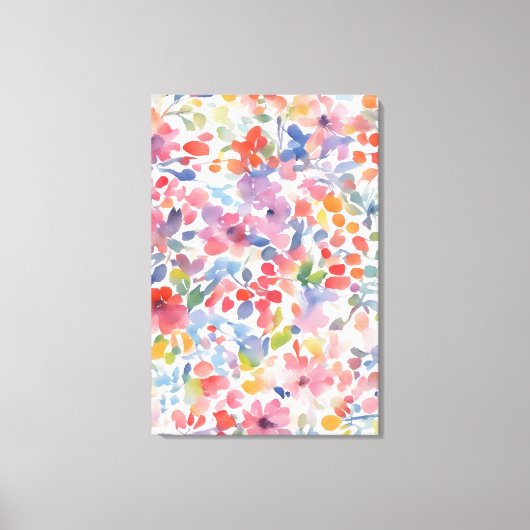 Abstracte waterverf losse bloemen canvas afdruk (Voorkant)