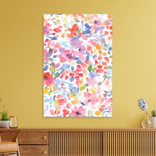 Abstracte waterverf losse bloemen canvas afdruk (Insitu (Woonkamer))