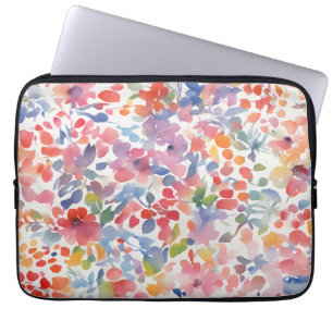Abstracte Waterverf Losse Bloemen Laptop Sleeve